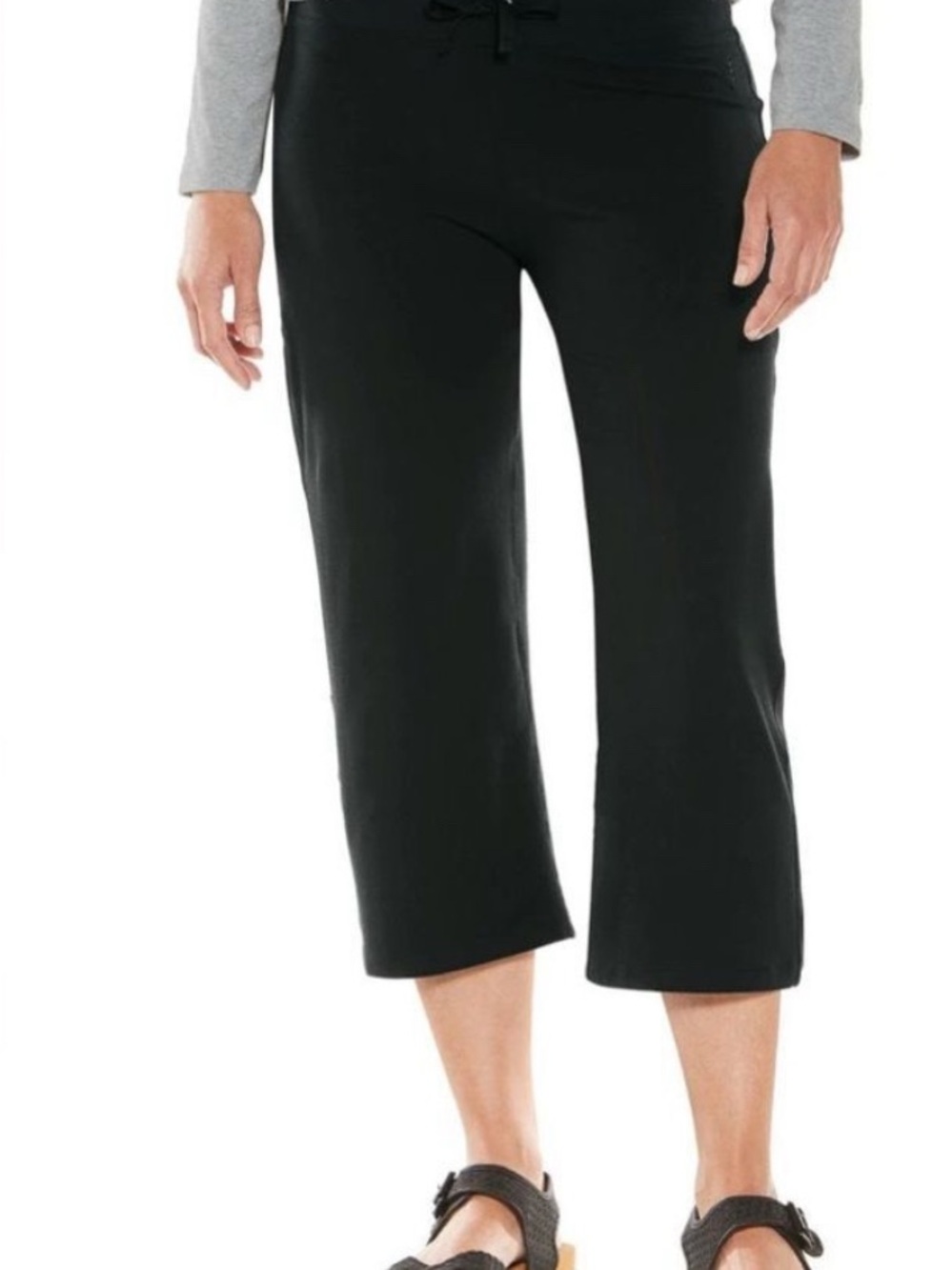 Coolibar Windley Beach Capri Pants | Women’s XL Black UPF 50 Wide Leg NWT
